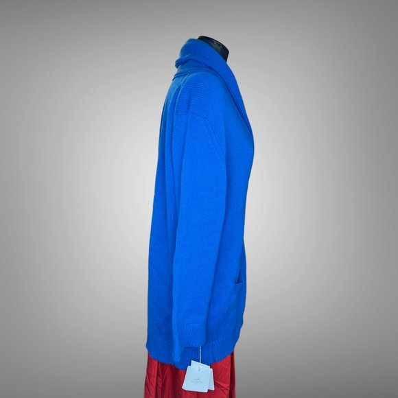 Hermes NWT Cashmere & Cotton Shawl Collar Cardigan EU 40 Blue Smalt Sweater - Picture 4 of 14